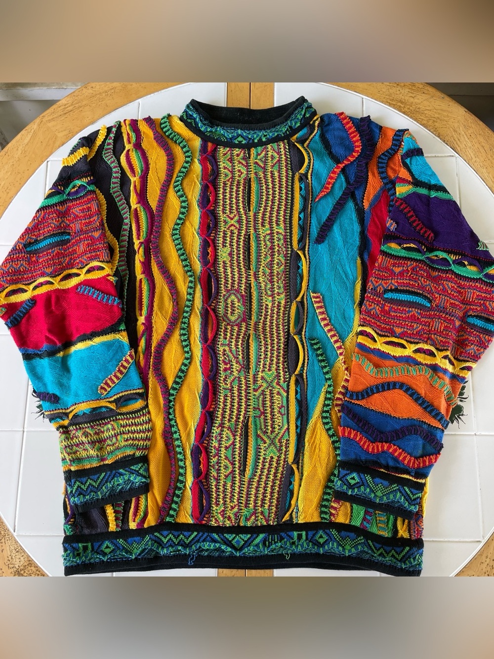 Vintage COOGI Sweater Large Australia Mercerised Cotton 3D Knit Chunky Pullover